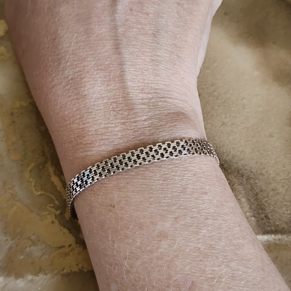 Vintage Italian Sterling Silver Mesh Brick Link Bracelet - Picture 3 of 6